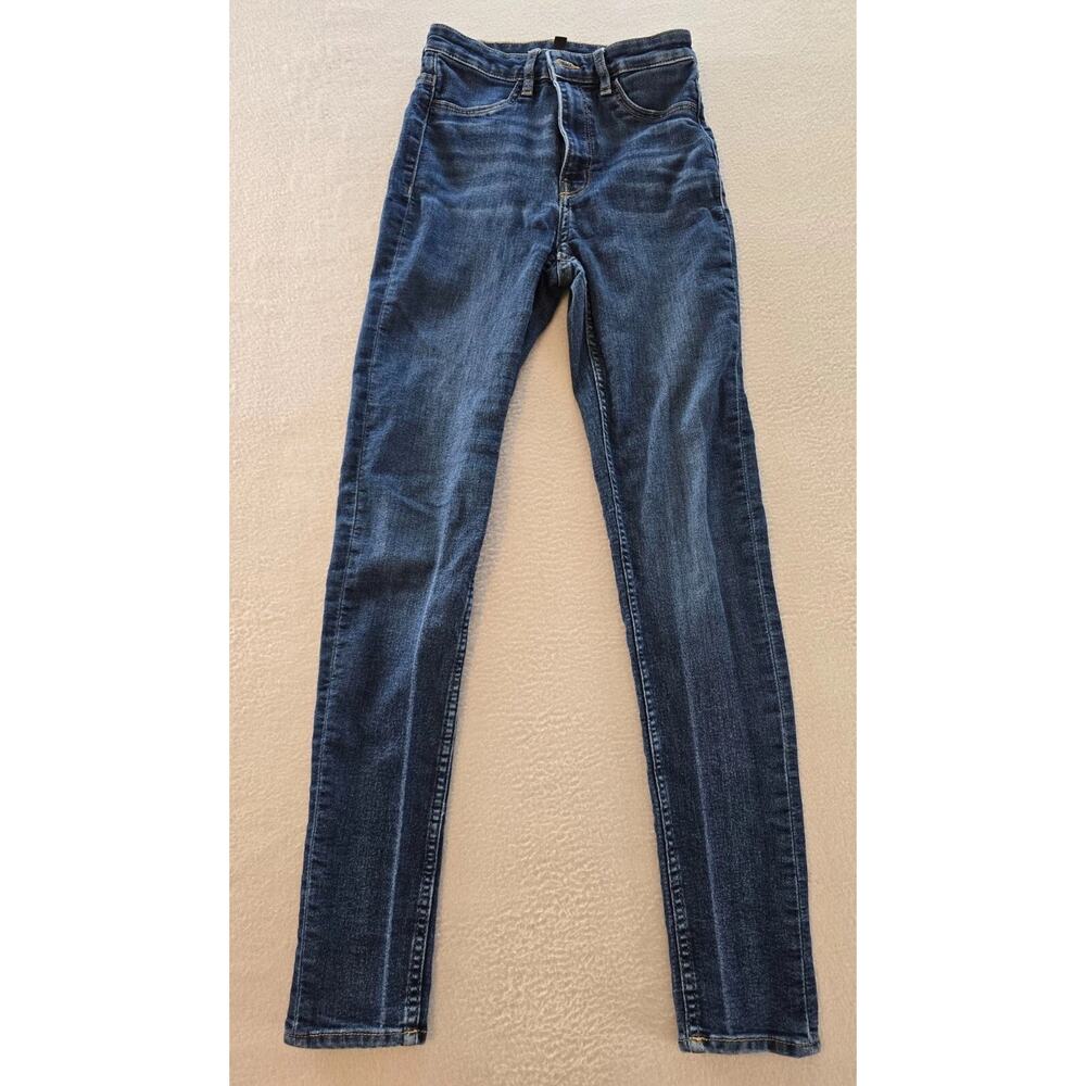 Divided By H&M Jeans Womens Size 2 Dark Blue Stretch Mid Rise Skinny Pockets
